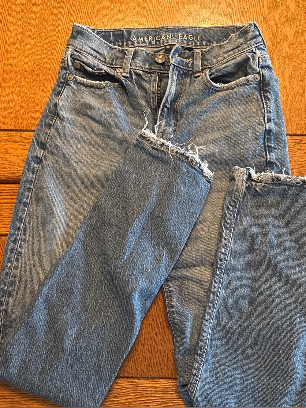 American Eagle Outfitters Distressed Light Blue Denim Jeans